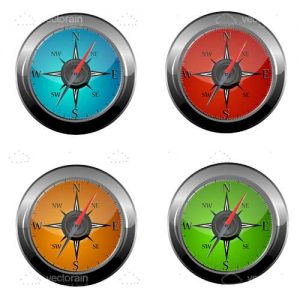 Set of colorful compasses